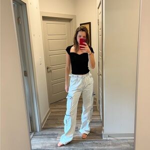 WeWoreWhat light wash Wide Leg cargo Jeans